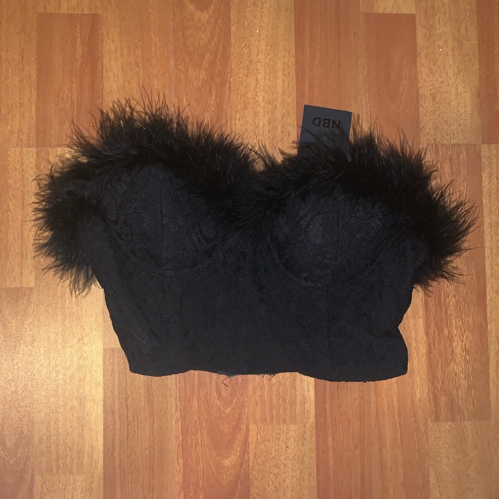 Revolve Black Feather Bustier - Picture 3 of 5